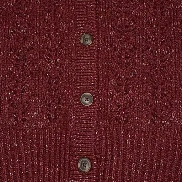 Old Navy Chunky Pointelle Cardigan Sweater Girls M (8) | Burgundy | Cottagecore - Picture 3 of 10
